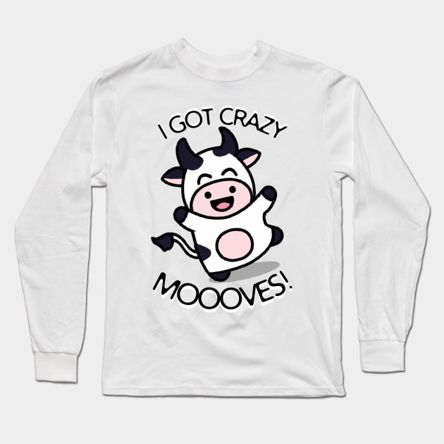 Crazy MOOVES Cow Pun Long Sleeve T-Shirt by Mey Designs